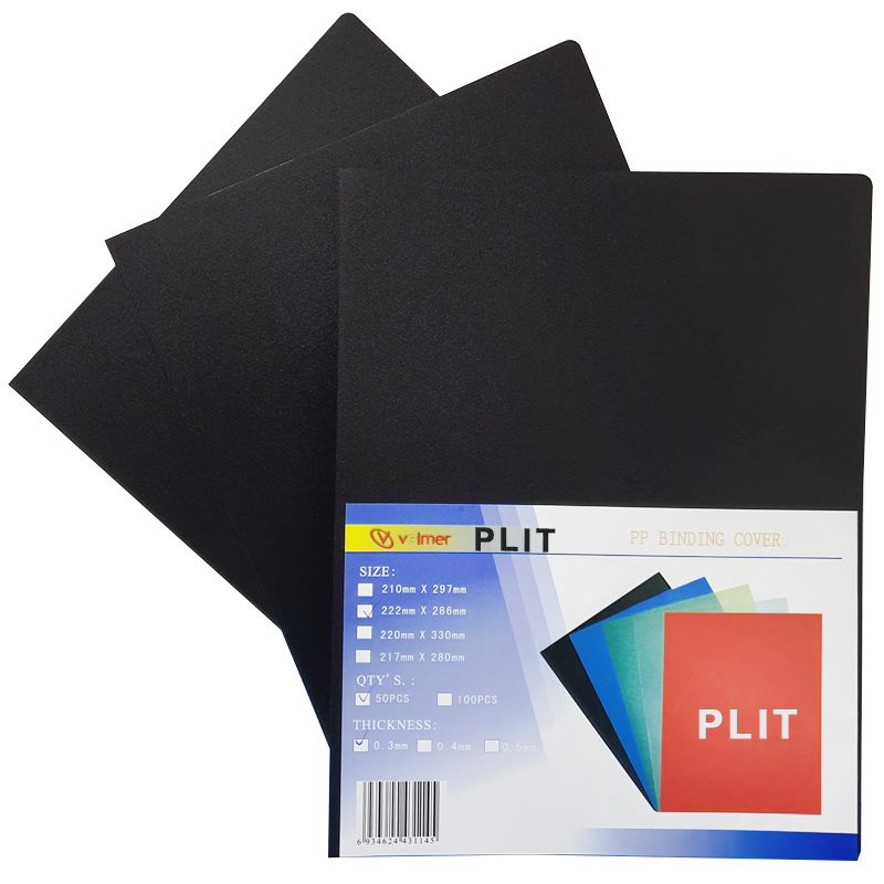 Cubierta para Encuadernar Plástica, Negra, 50 pcs