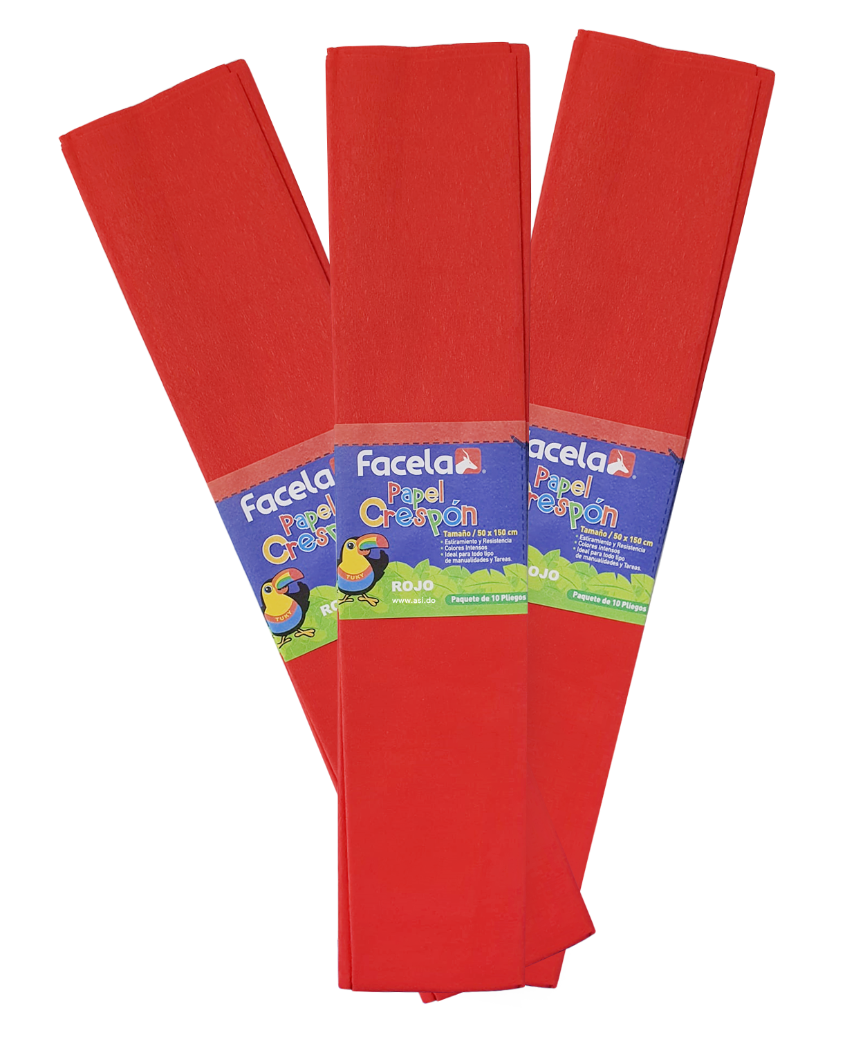 Papel Crepé Rojo, 150 cm - 10 pcs