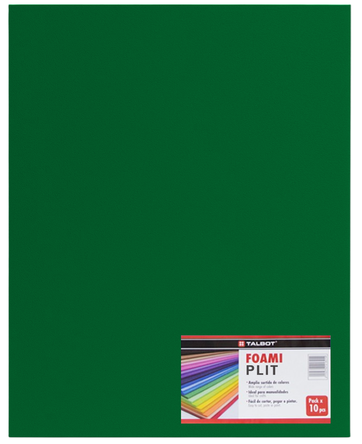Cartulina Foamy Liso 20 X28, Verde Osc, 10 Pcs
