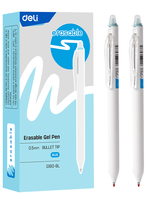 Bolígrafo con Borrador 0.5 mm de Gel Azul, 12 Unidades