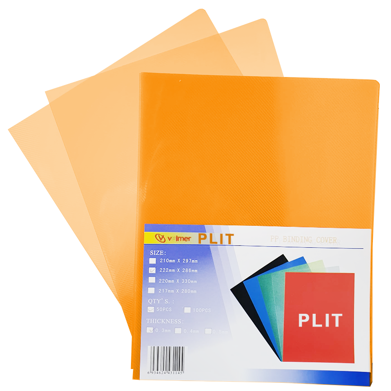 Cubierta para Encuadernar Plástica, Naranja Transparente (Binding Cover)