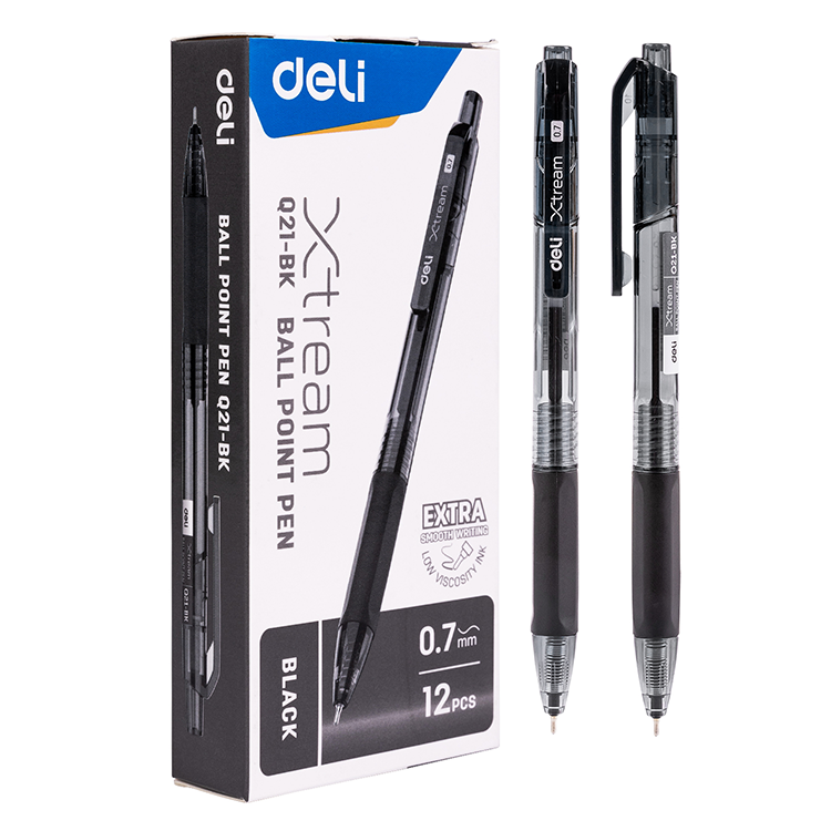 Bolígrafo Retráctil Ball Point Pen, Negro 0.7 mm - Deli Xtream