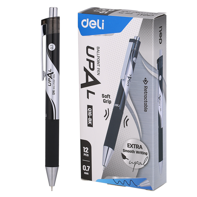 Bolígrafo Ball Point 0.7mm tipo Felpa, Negro - Deli Upal