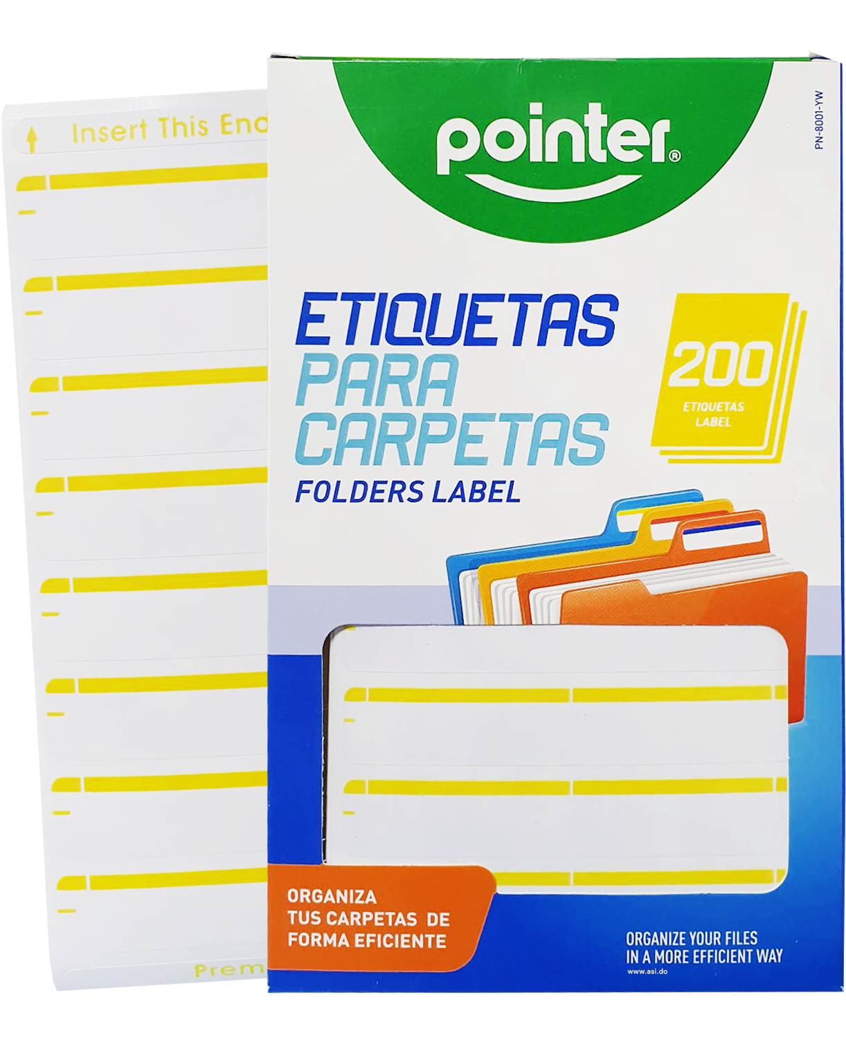 Etiquetas para Folder, Amarillo, 200 pcs - Pointer PN-8001-YW
