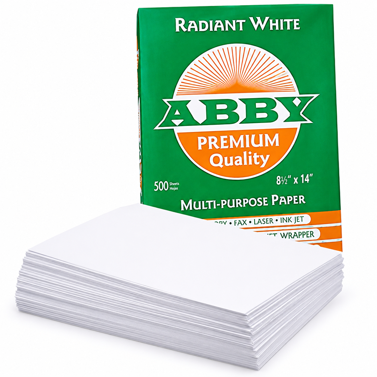 Resma de Papel Legal 8.5” x 14” Bond 20, 500 Hojas - ABBY PREMIUN