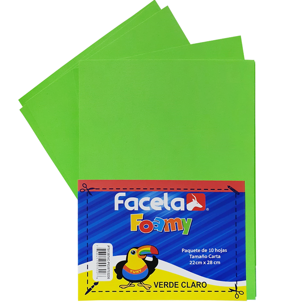 Foamy Liso 9" x 12", Color Verde Claro, 10 Hojas