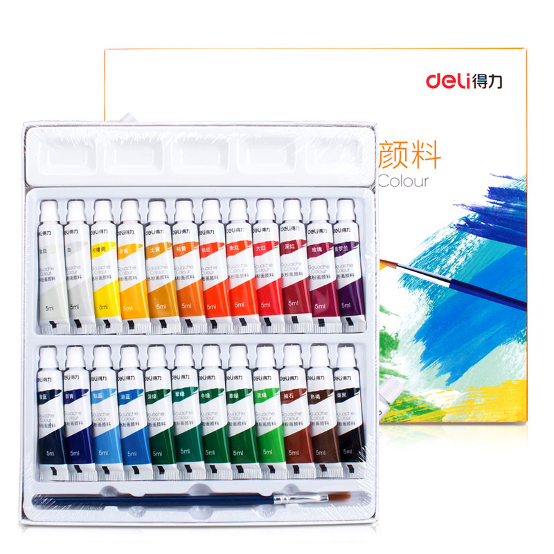 Pintura Témpera de 24 Colores, 5 ml - Deli Gouache Colour 