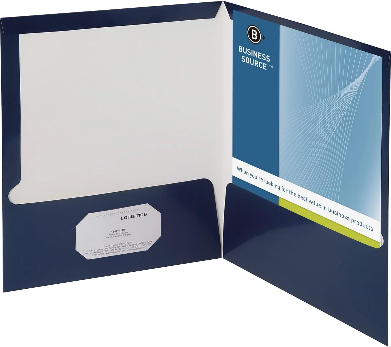 Folders Satinado con Bolsillos, Azul Marino (Navy) - Business Source BSN-44430