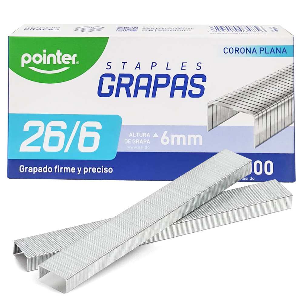 Grapas Estándar 26/6, 25 Hojas - 5,000 pcs - Pointer 26-6-HQ