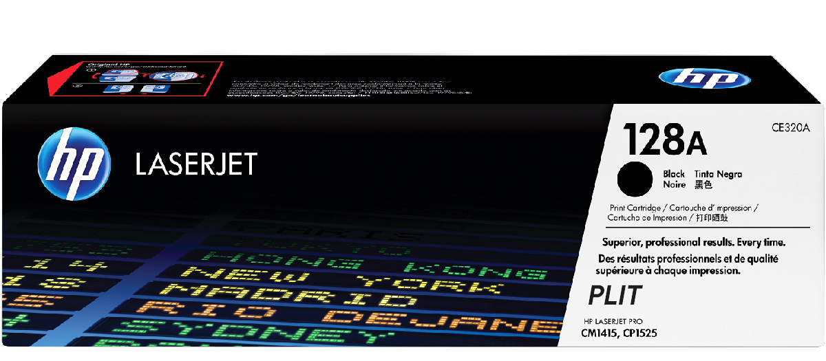 Original: Toner HP 128A (CE320A) Negro para Impresoras LaserJet Pro CP1525, CM1415