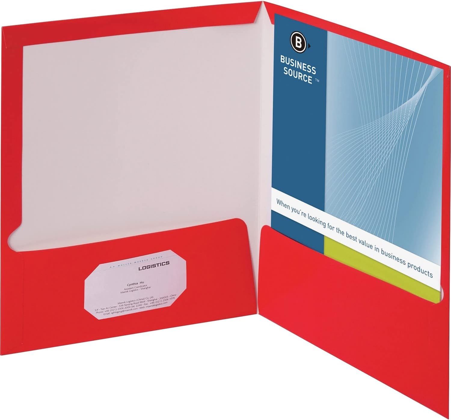 Folders Satinado con Bolsillos, Rojo - Business Source BSN-44426