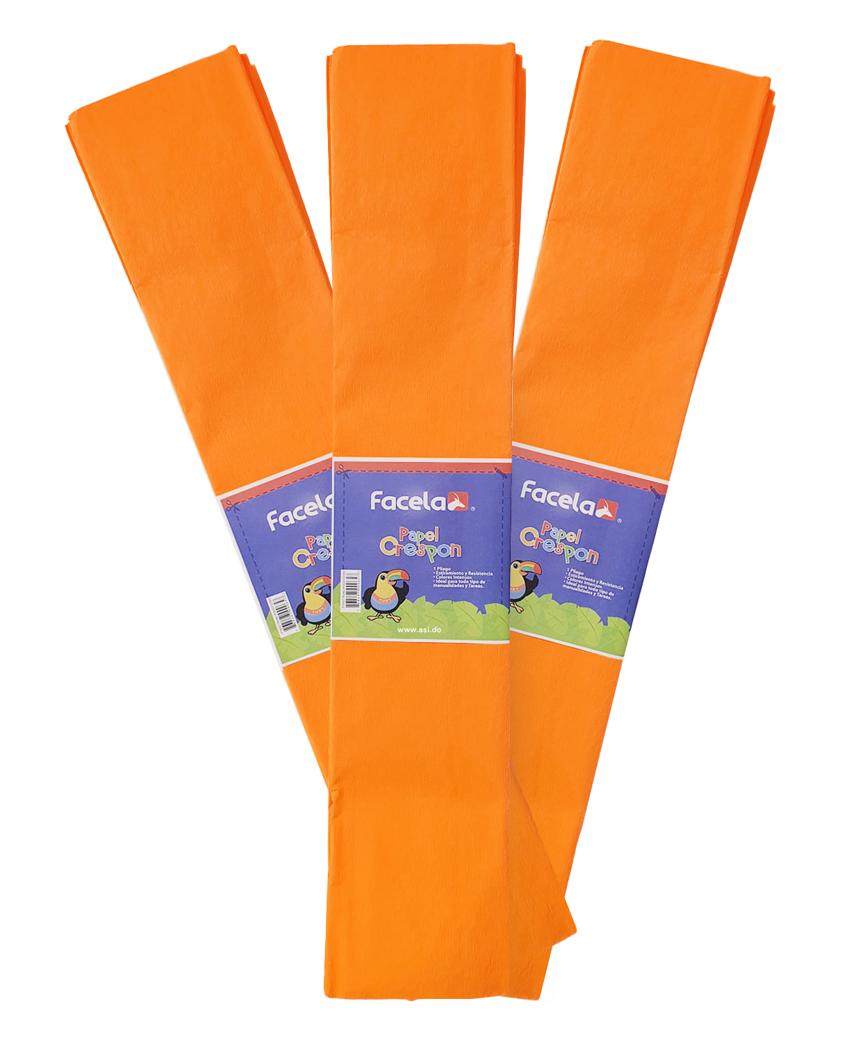 Papel Crepé Naranja Neon, 150 cm - 10 pcs