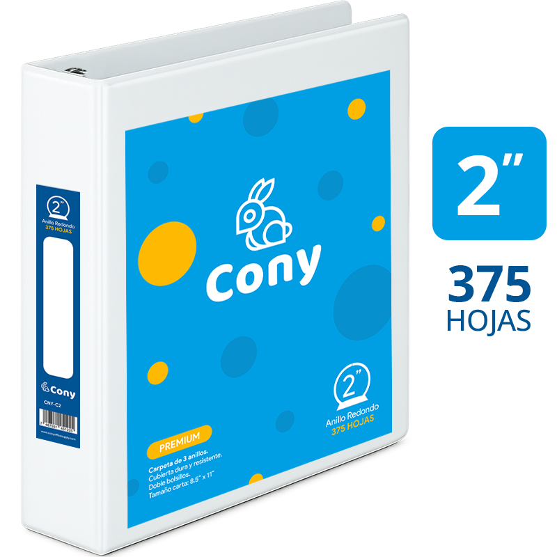 Carpeta Cony de 2" Pulgadas con Cover, Blanca