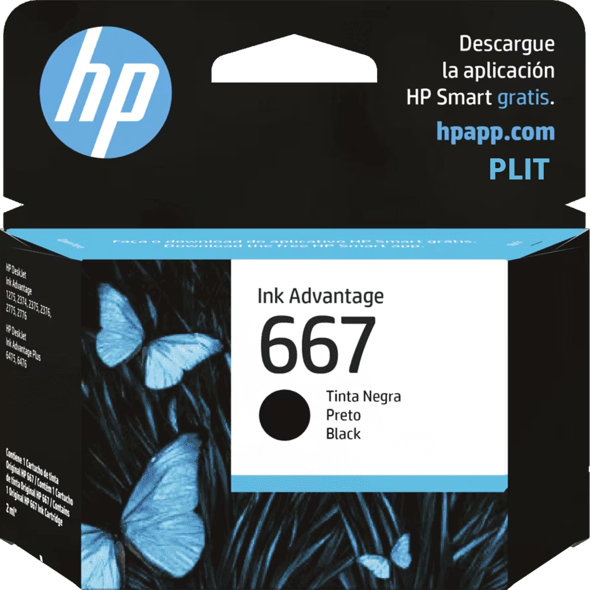 ORIGINAL: Cartucho de Tinta HP 667 (3YM79AL), Negro, 2 ml