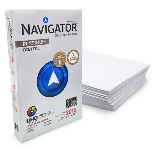 Resma de Papel Legal 8 1/2" x 14", Navigator Platinum 75gm