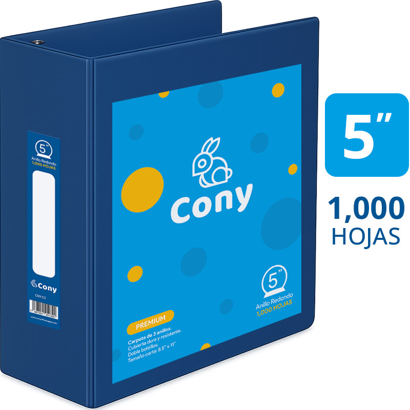 Carpeta Cony de 5" Pulgadas con Cover, Azul Oscuro (Navy)