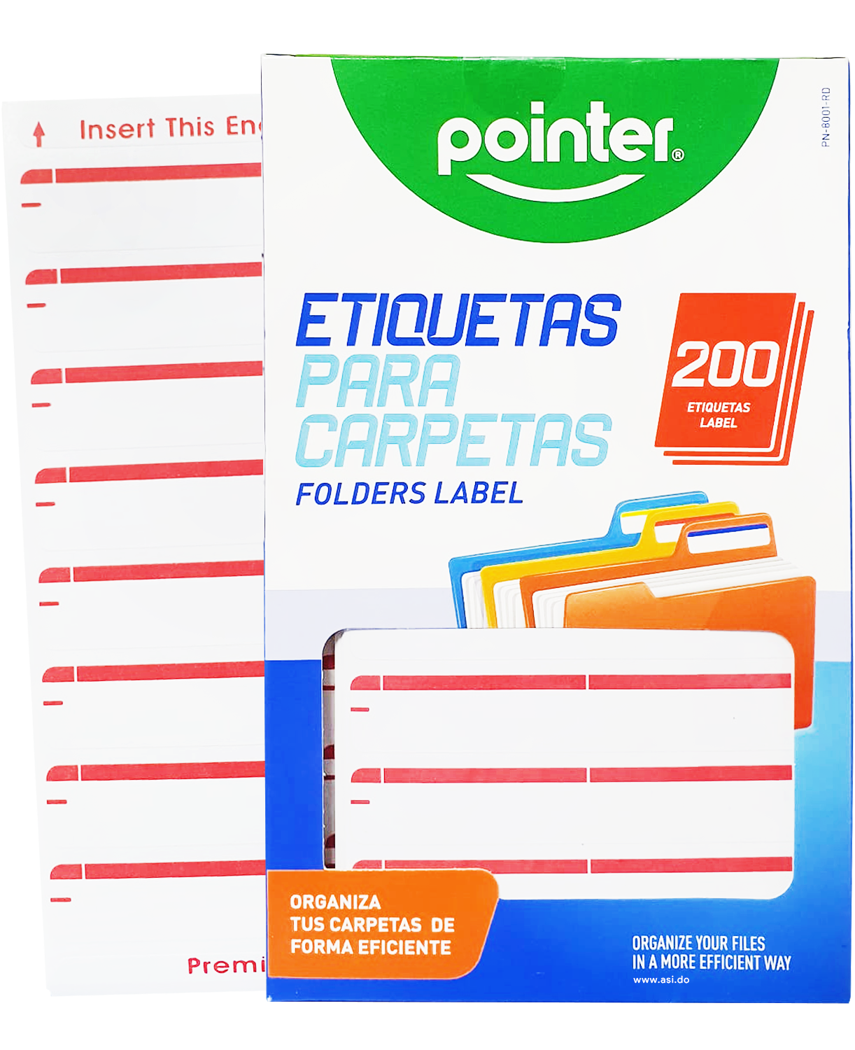 Etiquetas para Folder, Rojo, 200 pcs - Pointer PN-8001-RD