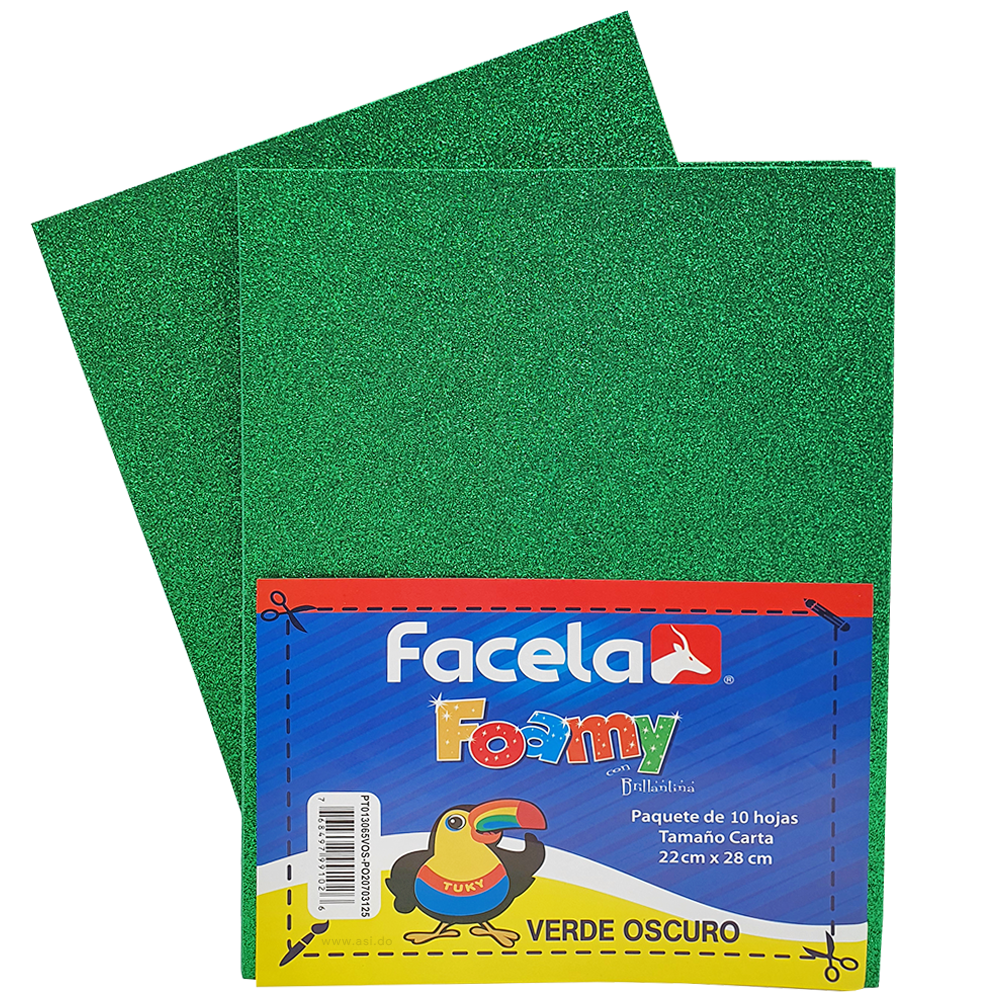 Foamy Escarchado 9" x 12", Color Verde, 10 Hojas