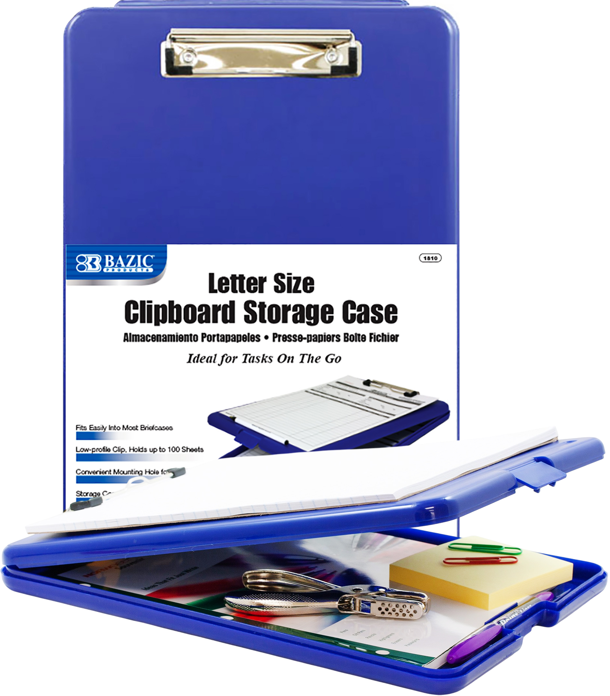 Tablilla Plástica con Compartimento 8" x 11" Plastica Azul - Bazic 1810
