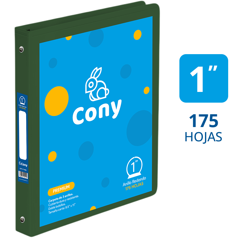 Carpeta Cony 1" con Cover, Verde Oscuro