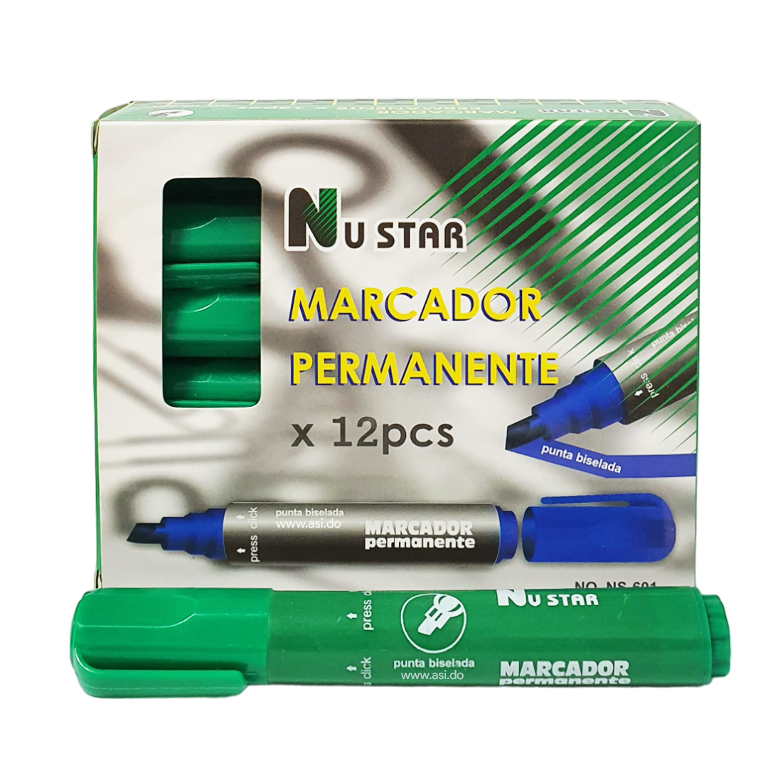 Marcador Permanente Grueso, Verde - Nustar NS-601