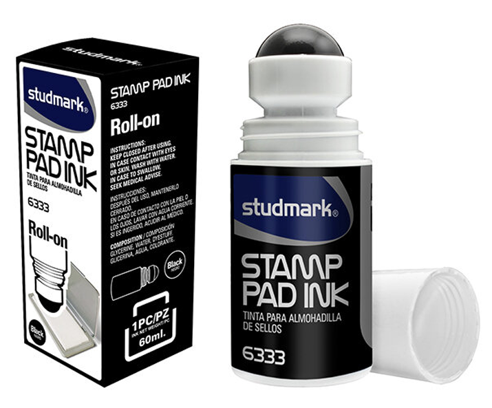 Tinta en Rolo para Sellos, 60ml ,Negra - Studmark Roll-On ST-06333