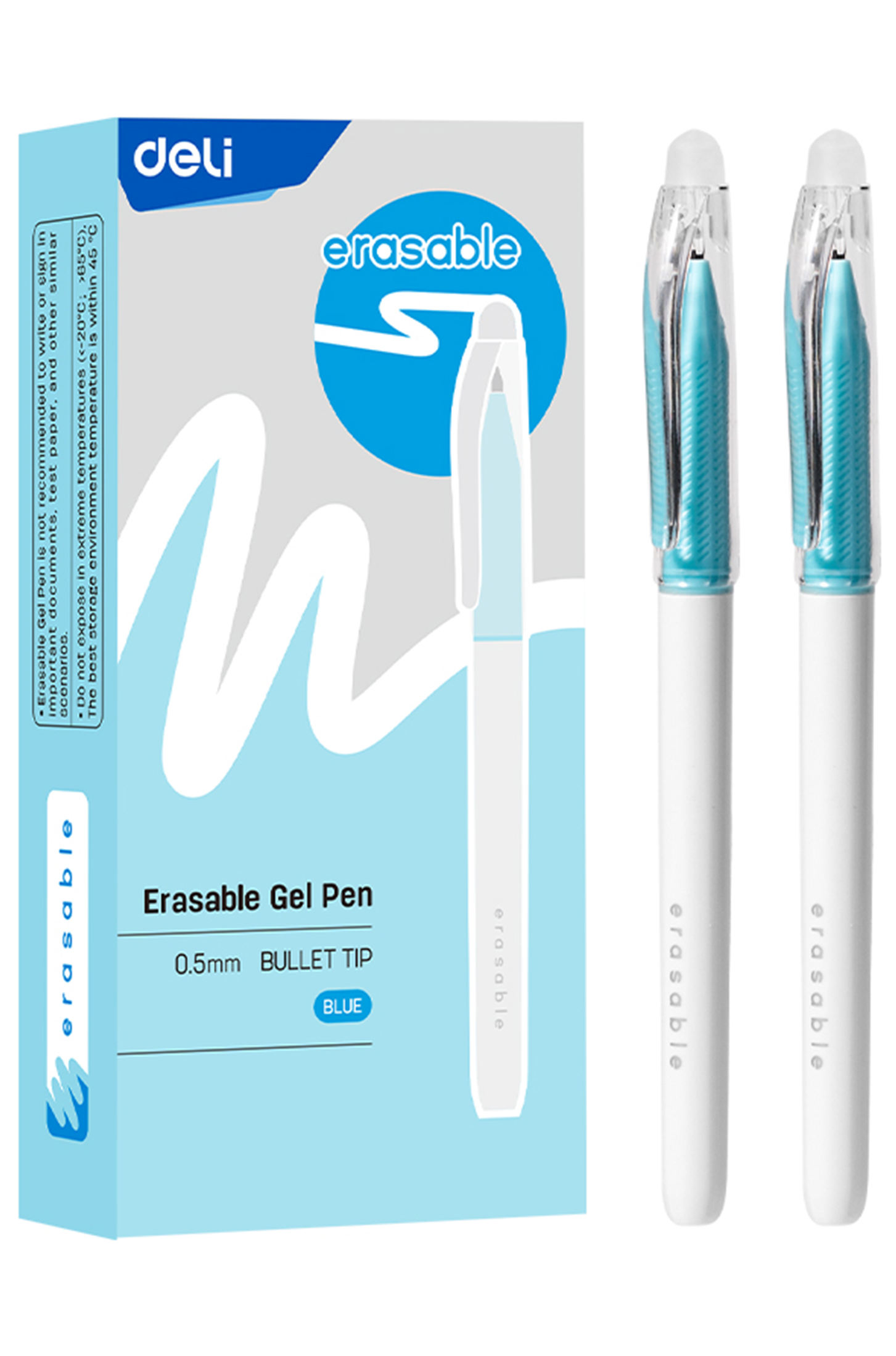 Bolígrafo Deli Borrable 0.5 mm de Gel Azul, 12 Unidades