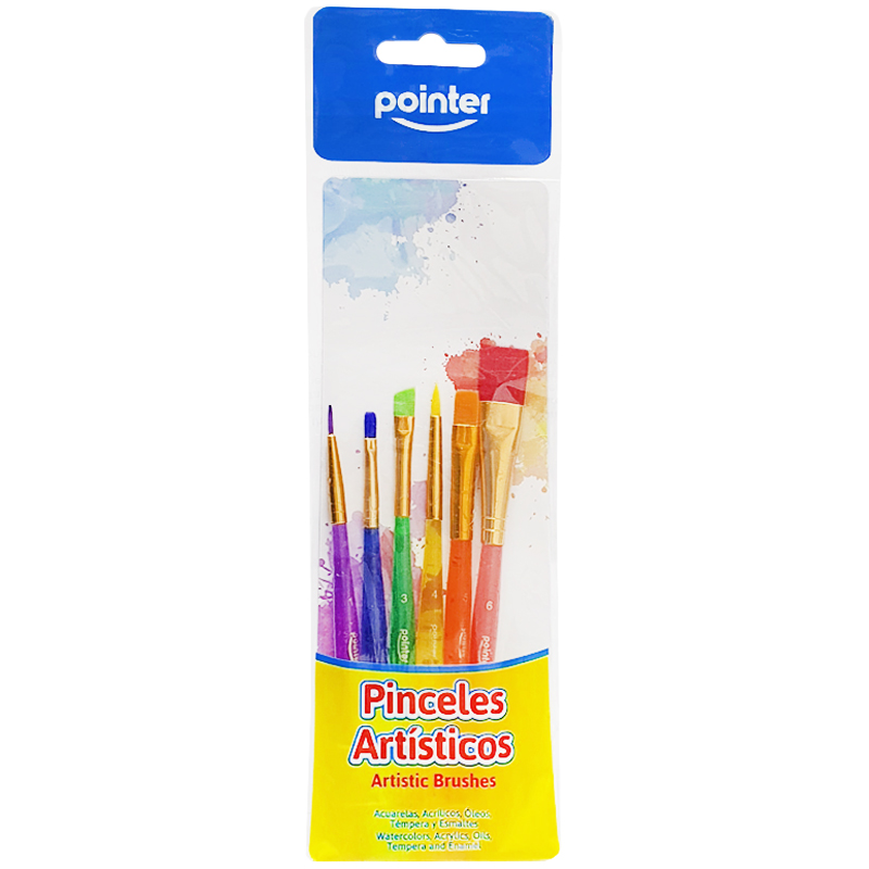 Pinceles Artísticos Planos, 6pcs - Pointer AB-H4