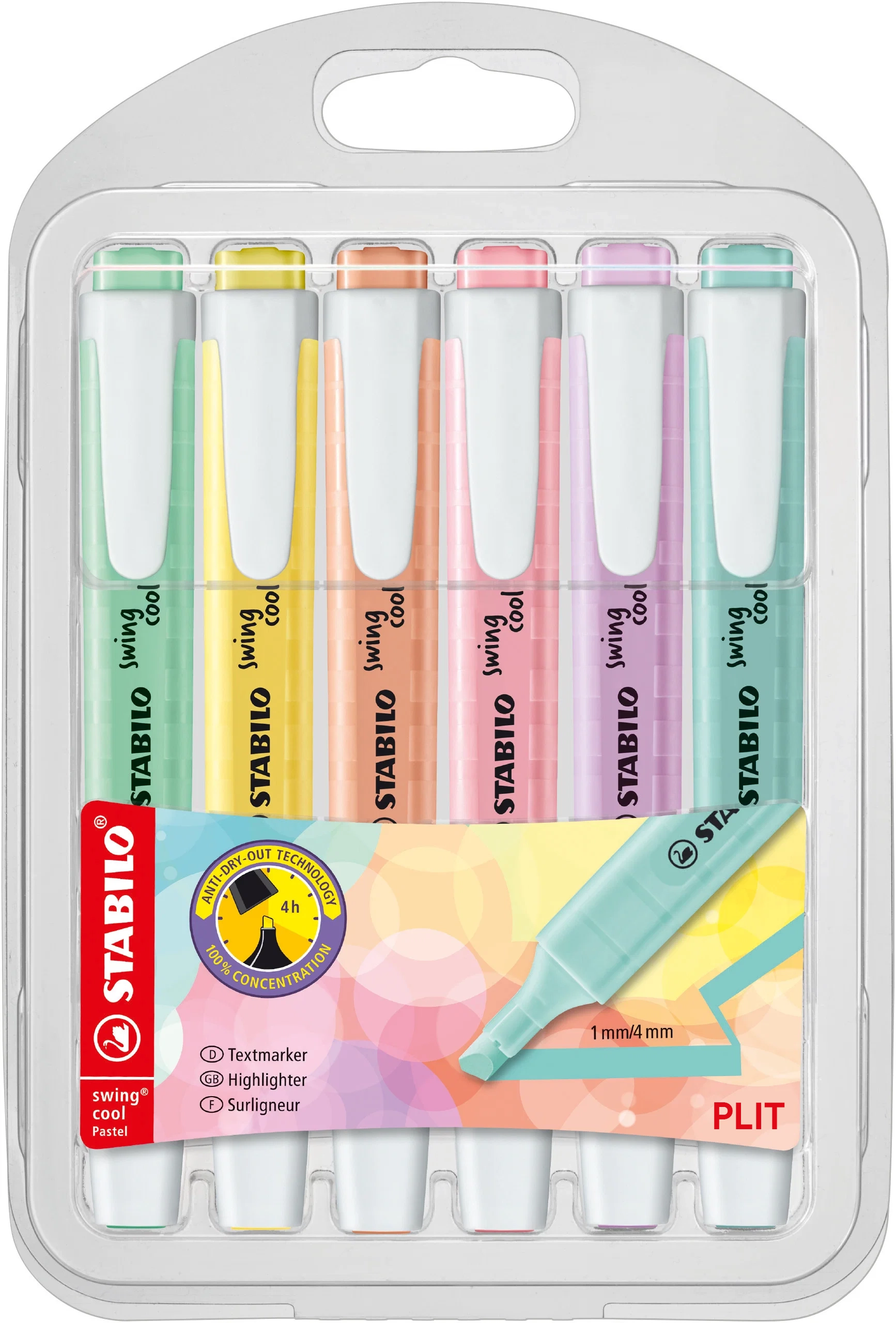 Set de Resaltadores STABILO swing cool Pastel, 6 Colores