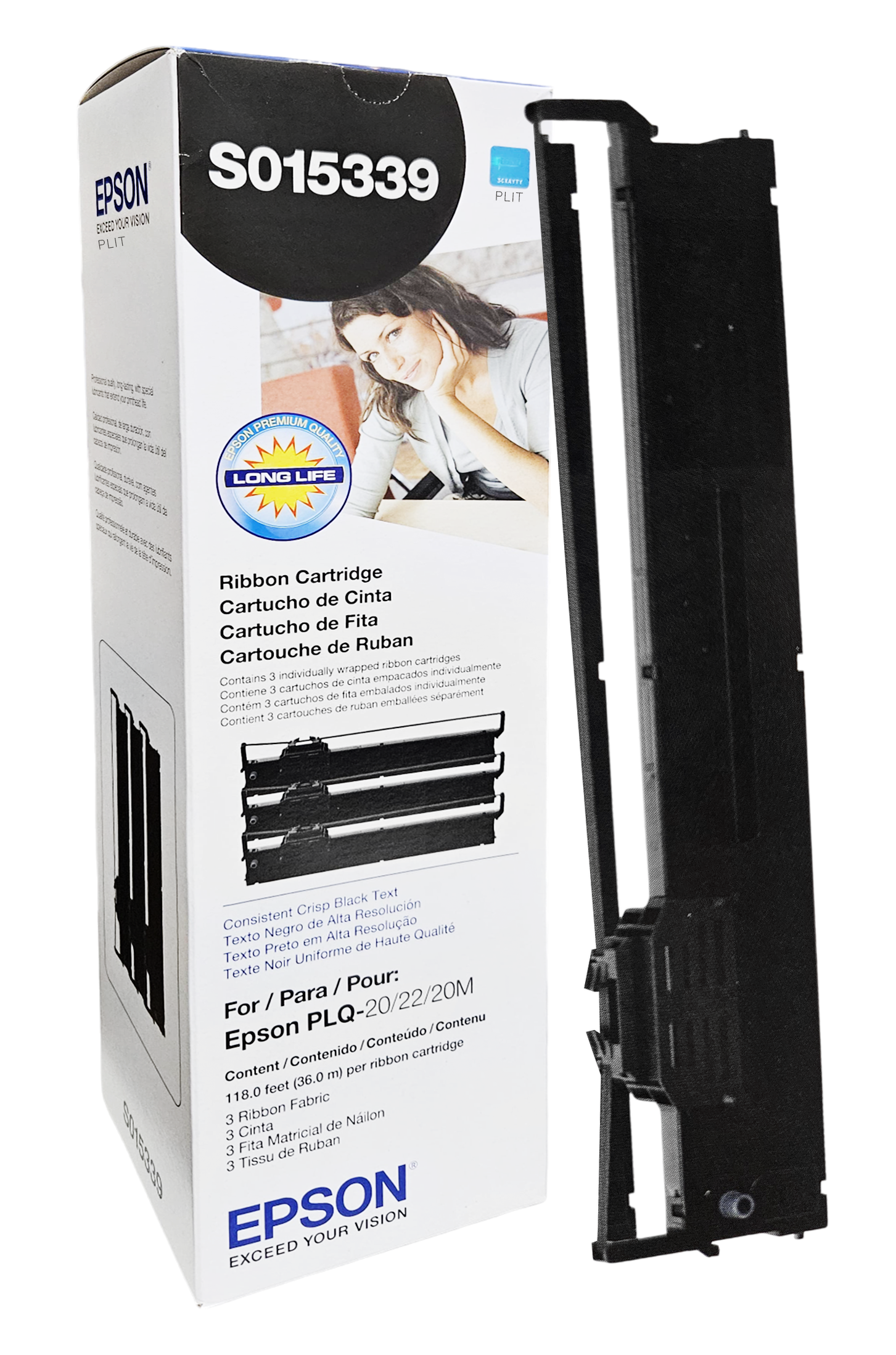 ORIGINAL: Cinta de Impresora Epson PLQ-20/22/20M (S015339), 3 pcs