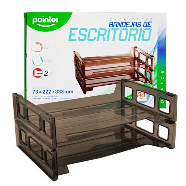 Bandeja Ahumada Plástica de Escritorio, 2 Niveles - Pointer PN-8203
