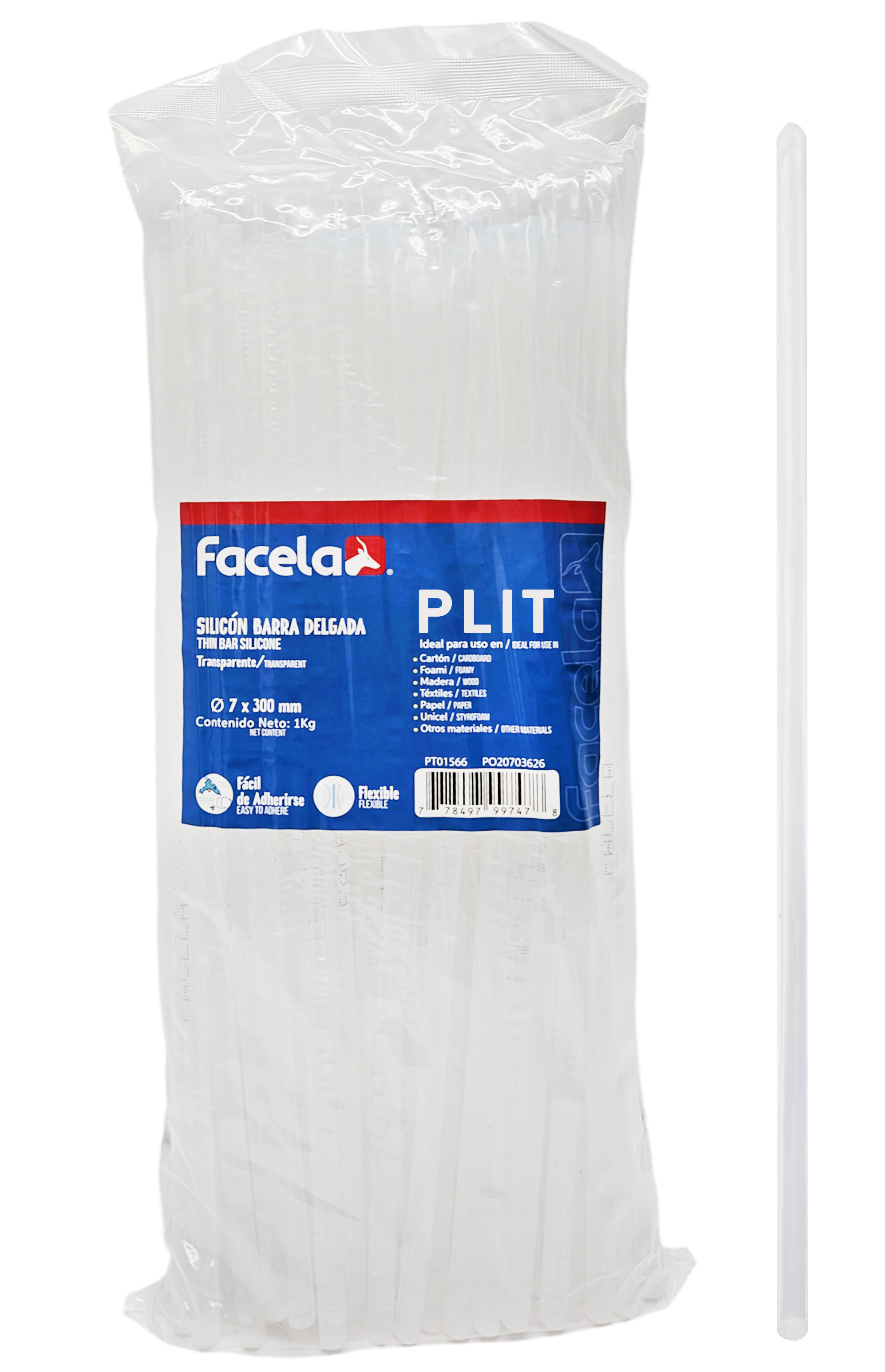 Barra de Silicón Fina 7 mm Facela PT01566, 83 pcs