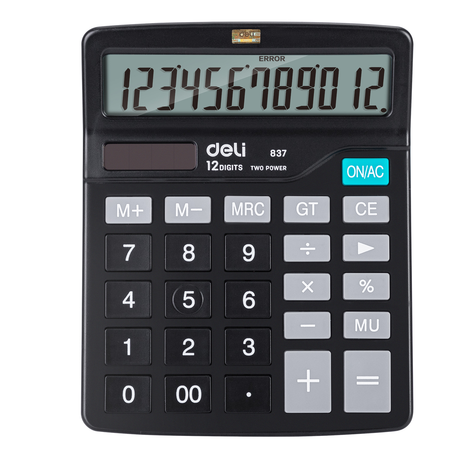 Calculadora Platanera de 12 Dígitos, Negra - Deli Easy 837