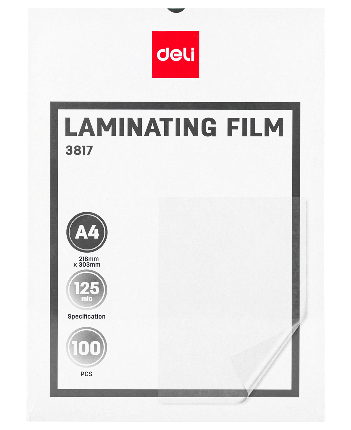 Láminas para Plastificar 125 Micras, 9.5" x 11" - Deli 3817