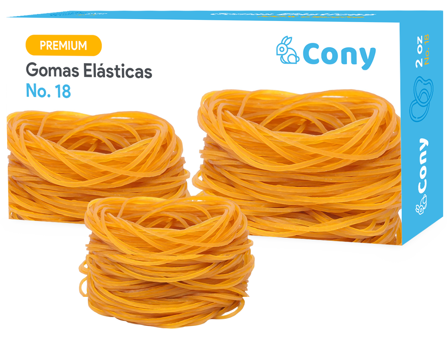 Gomas Elásticas Cony #18, 100% Caucho, 2 Onzas
