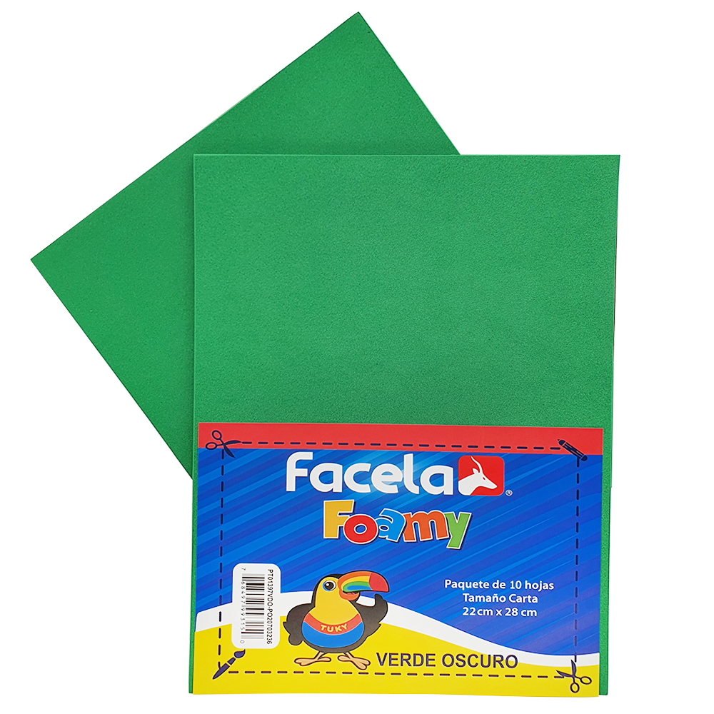 Foamy Liso 9" x 12", Color Verde, 10 Hojas