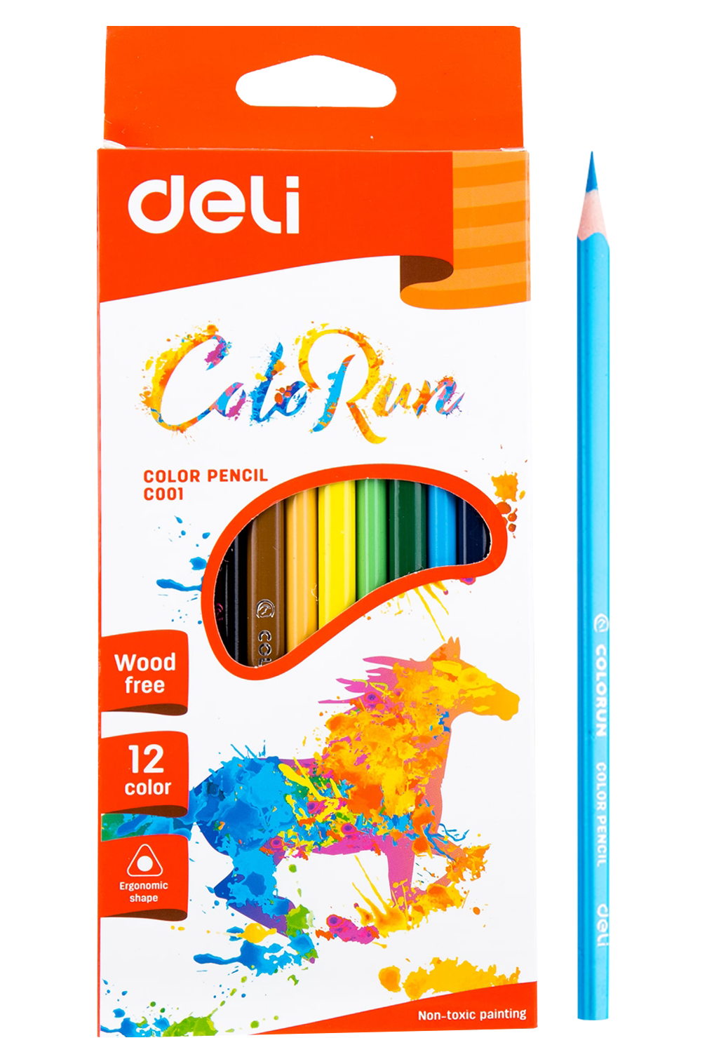 Lápices de Colores Largos, 12 pcs - Deli ColoRun
