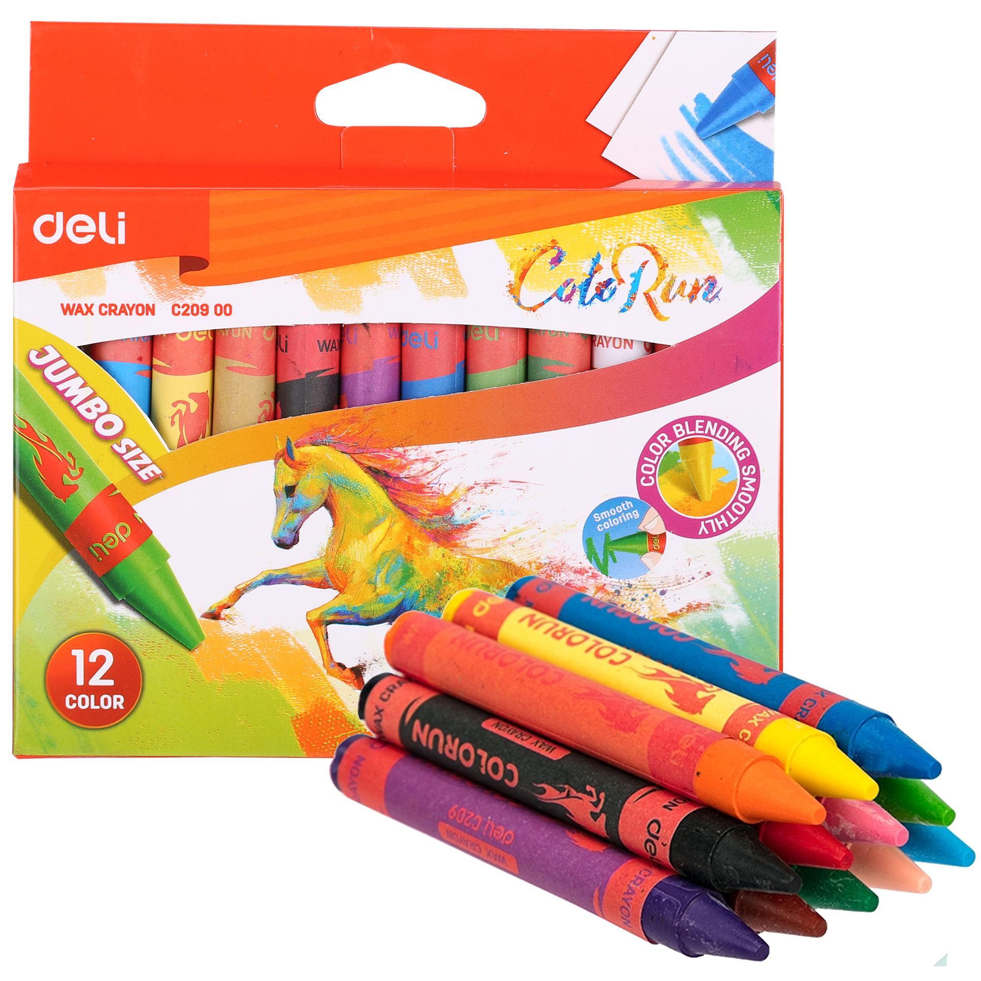 Crayones Gruesos para Colorear 12 pcs -  Deli Color Run C20900
