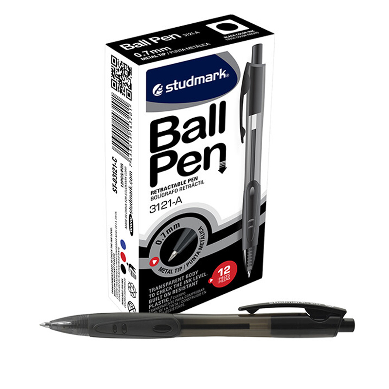 Bolígrafo Ball Pen Retráctil 0.7 mm, Negro - Studmark 3121