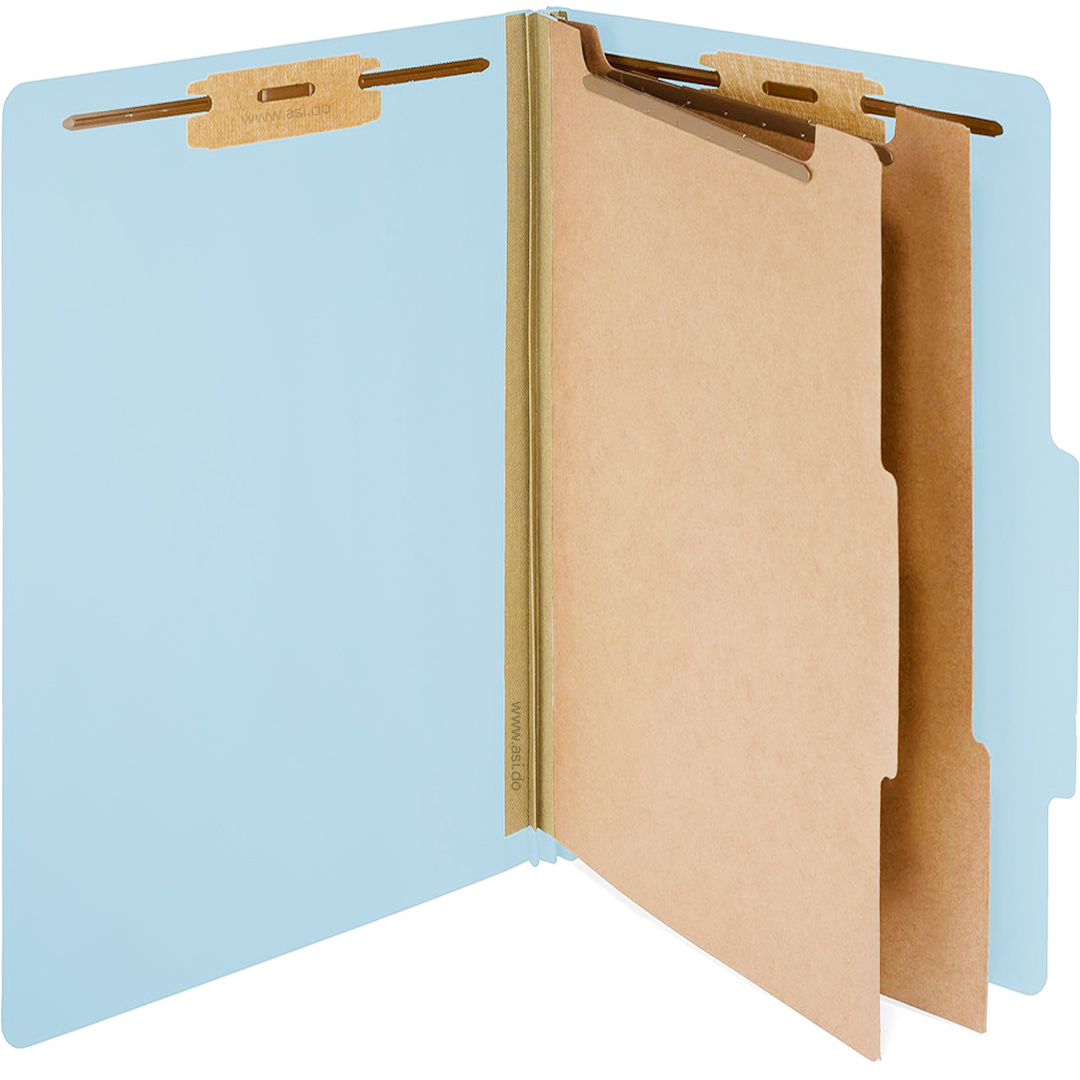 Folders Partition 6 Divisiones, 8.5" x 13" Azul Claro