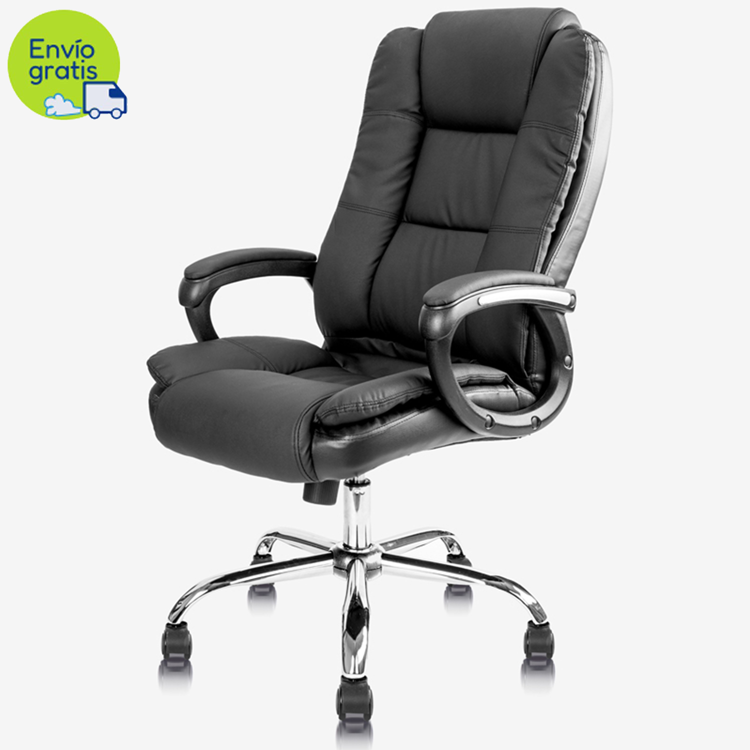 Silla Ejecutiva en PU Leather y Base Cromada - Deli 4913