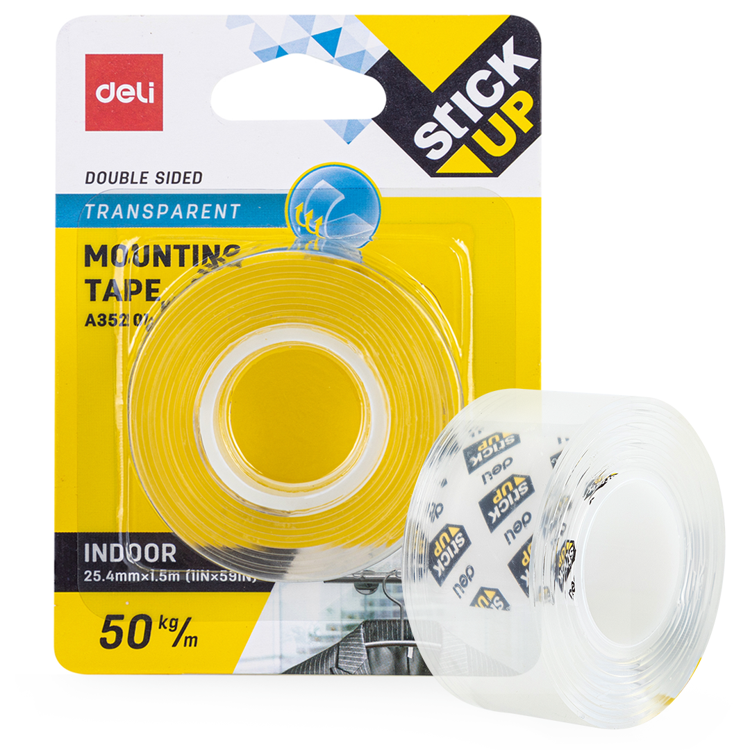 Cinta Doble Cara 1" x 1.5m Transparente - Deli Stick Up