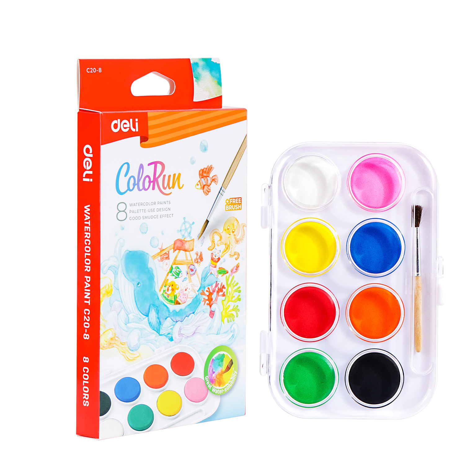 Pintura de Acuarela, 8 Colores - Deli Color Run C20-8