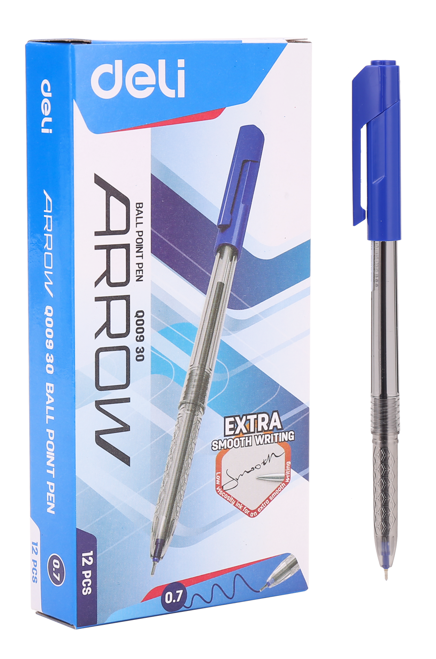 Bolígrafo Deli Arrow Ball Point Pen 0.7 mm Azul, 12 Lapiceros