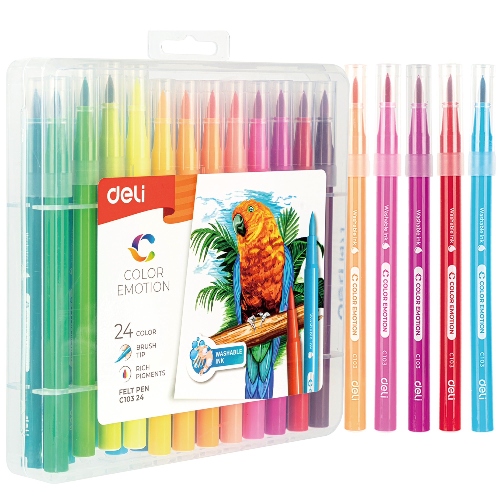 Marcadores Lavables con Punta de Pincel, 24 Colores