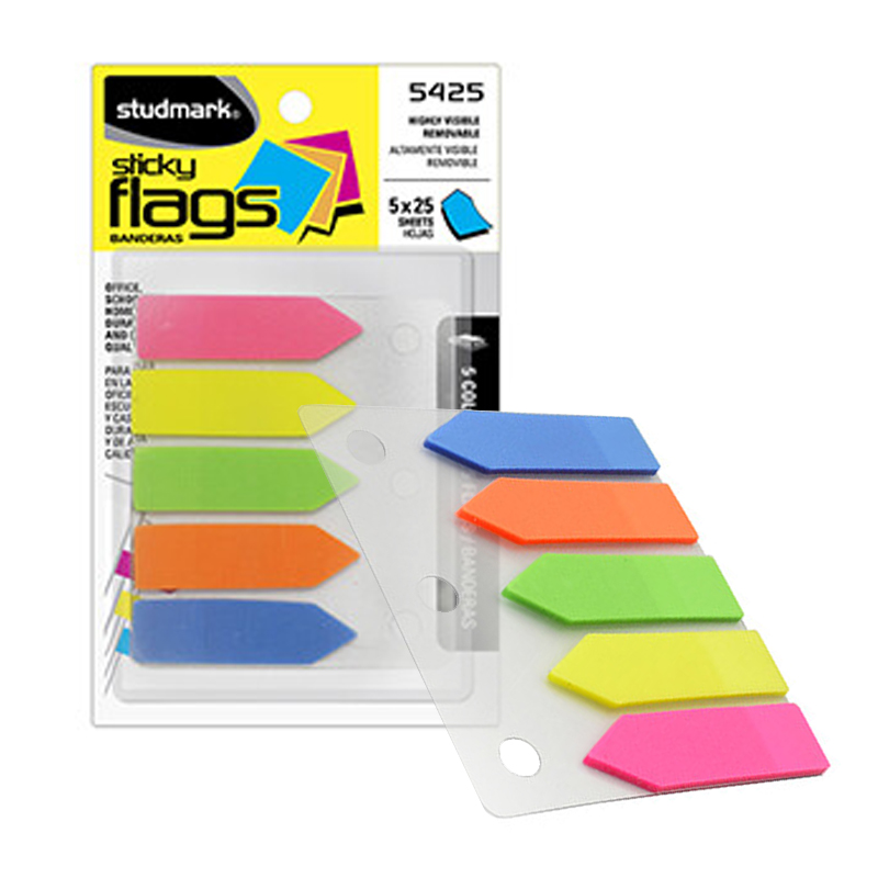 Nota Adhesiva (Post-it) Identificador Banderita, 5 Colores - Studmark Sticky Flags