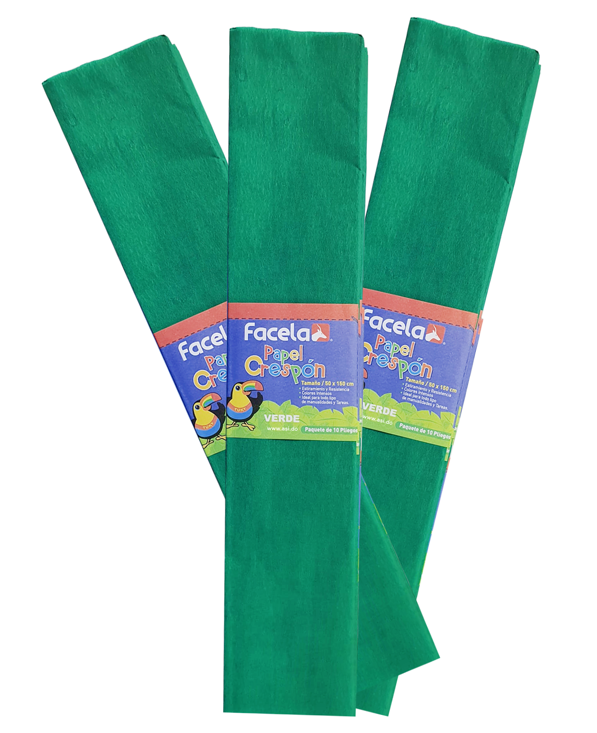 Papel Crepé Verde, 150 cm - 10 pcs