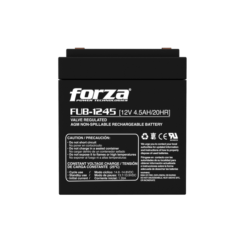 Batería Recargable Forza FUB-1245 – 12V / 4.5Ah AGM, Libre de Mantenimiento