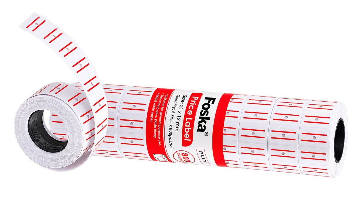 Rollos de Etiquetas Foska para Pistola de Precios Autoadhesivas, Blancas