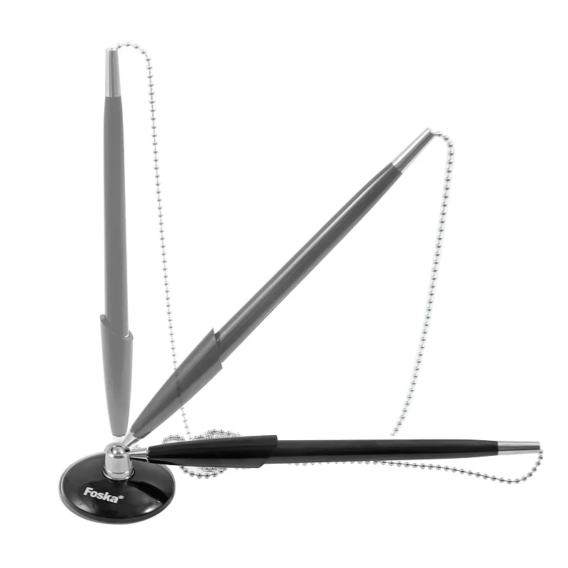 Bolígrafo con Cadena y Base Negra Foska XH4106, Negro